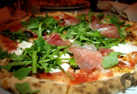 My prosciutto and arugula pizza creation!