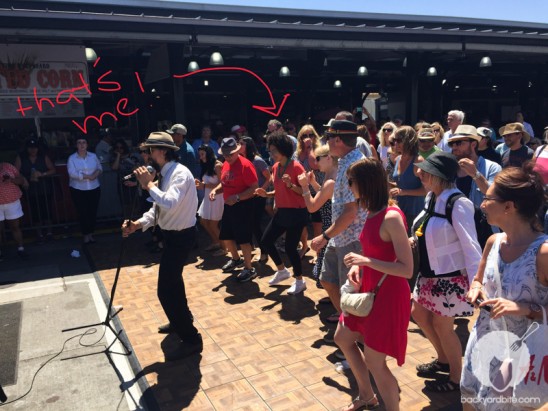 Learning how to swing dance with Chance Bushman of the NOLA Jitterbugs and about 200 other festival goers.